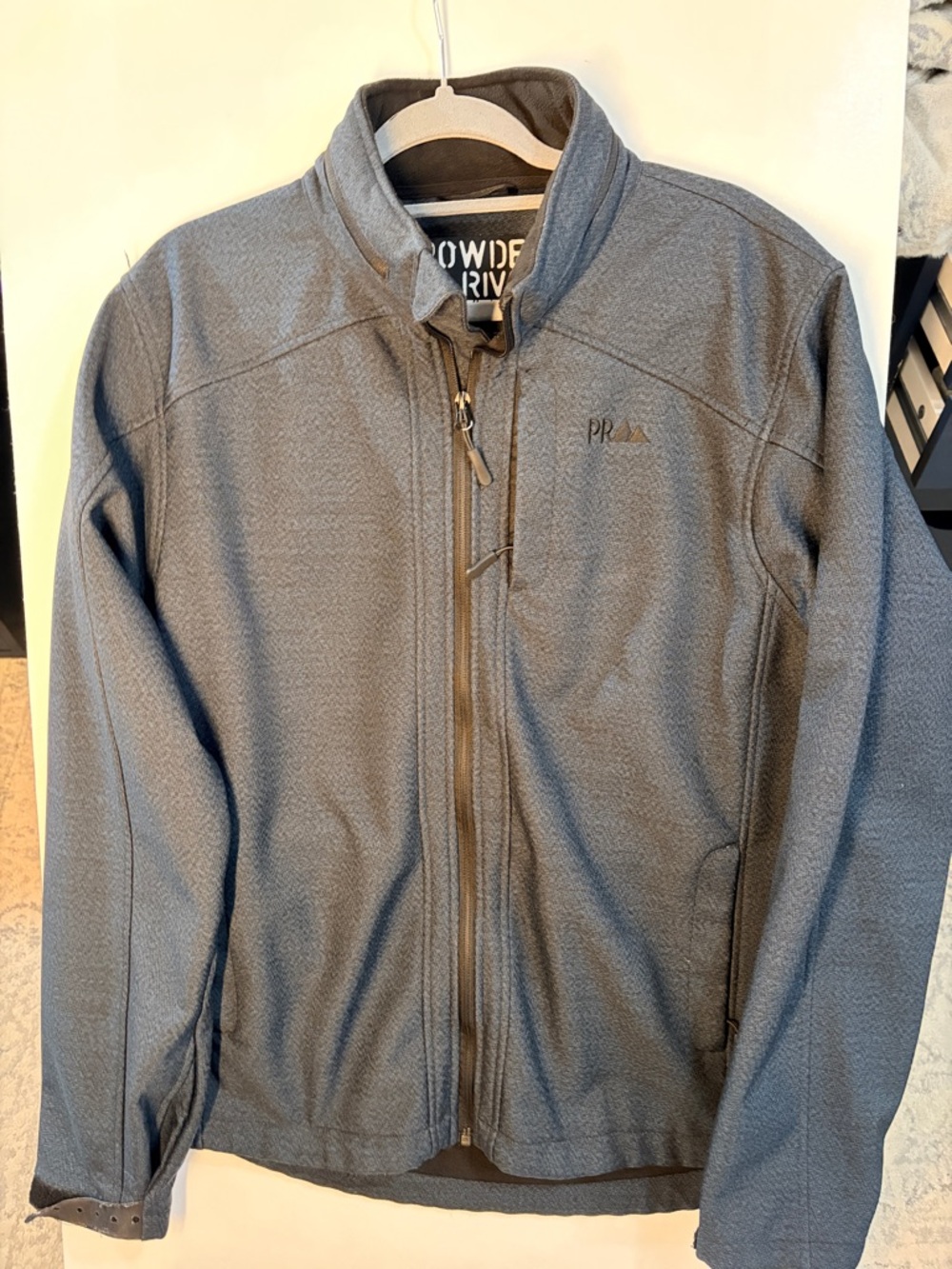 Powder River Outfitters Blue Soft Shell Jacket Full Zip Size Large Outdoor